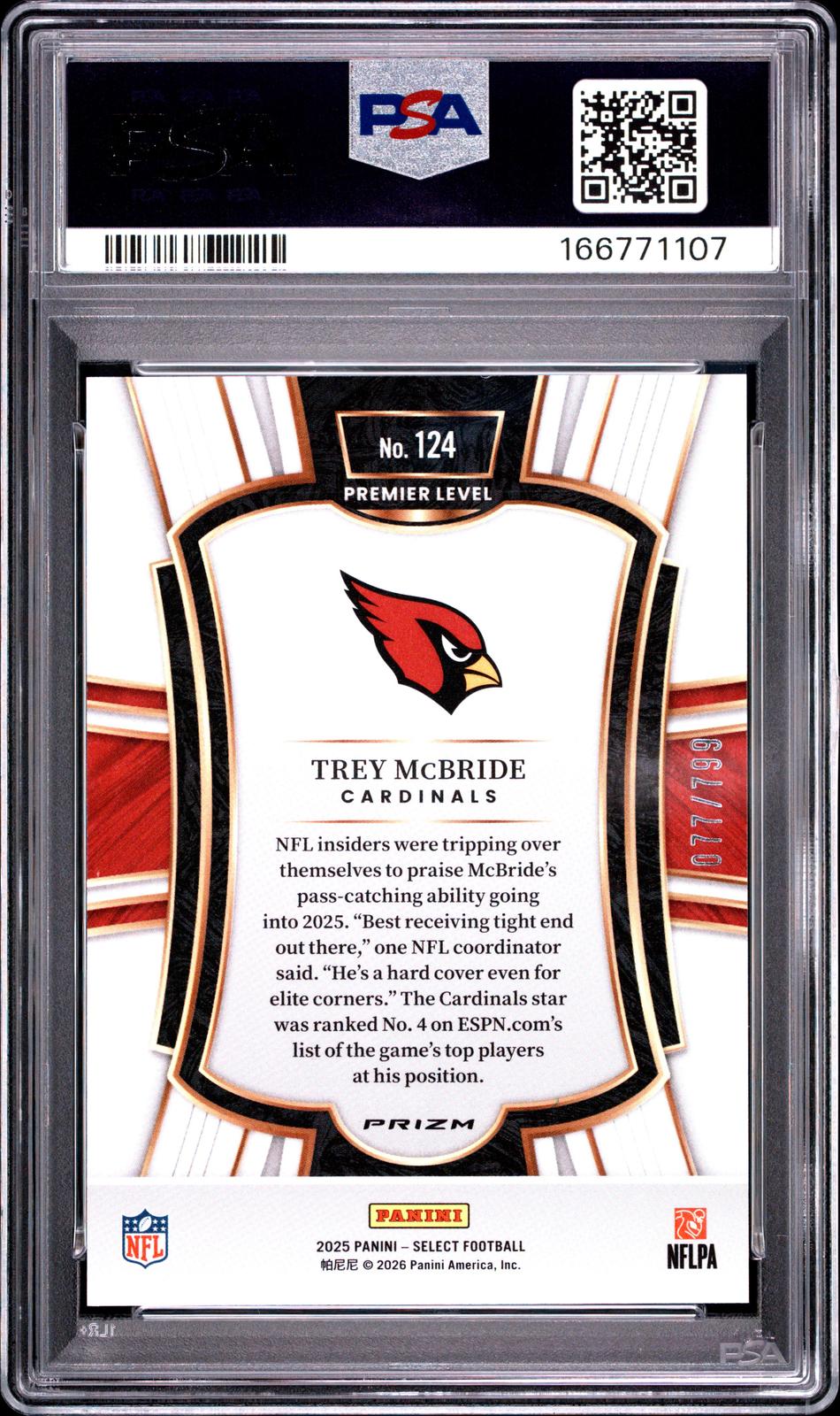 2025 Panini Select #124 Trey Mcbride White Shock PSA 9