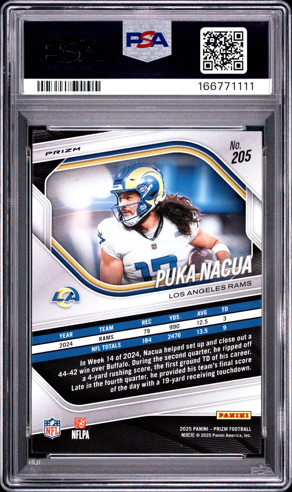 2025 Panini Prizm #205 Puka Nacua White Disco PSA 10