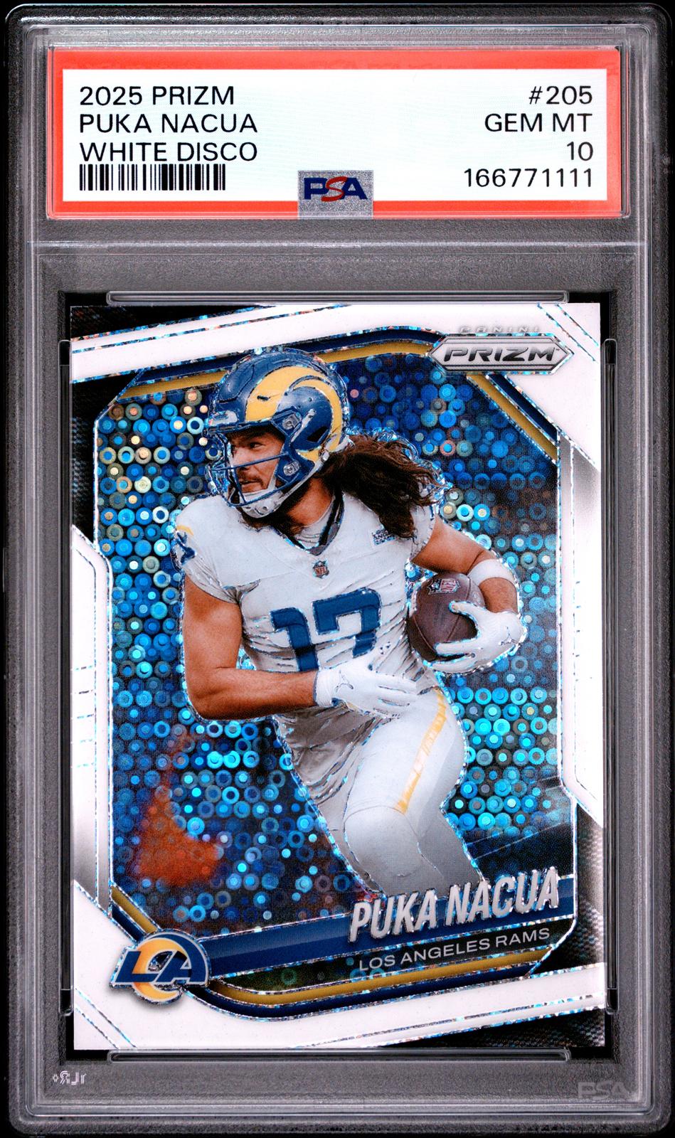 2025 Panini Prizm #205 Puka Nacua White Disco PSA 10