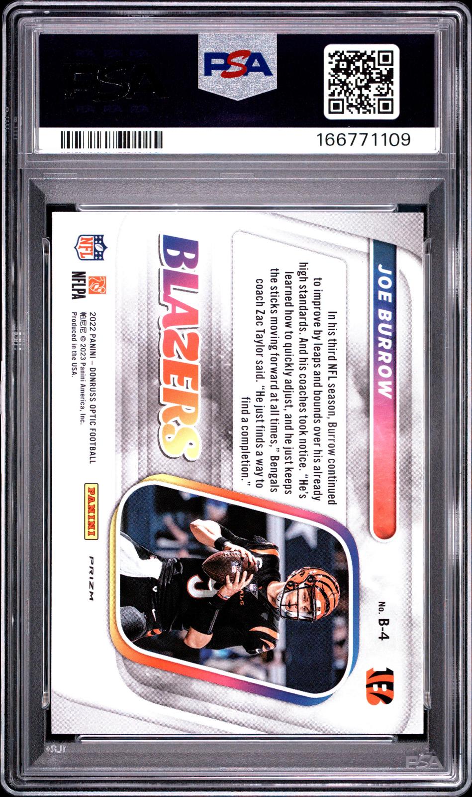 2022 Panini Donruss Optic Blazers #B4 Joe Burrow Blazers PSA 10