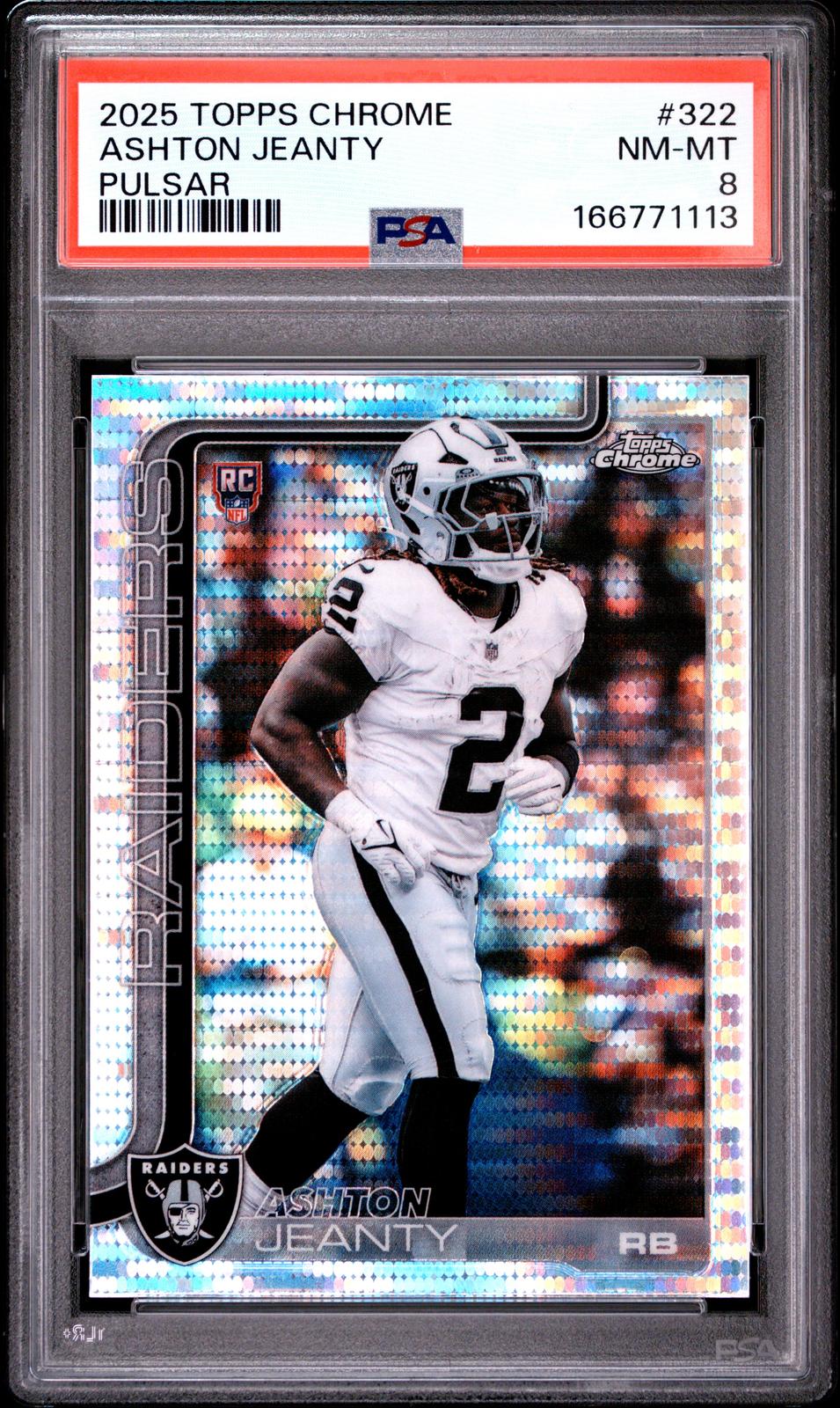 2025 Topps Chrome #322 Ashton Jeanty Pulsar PSA 8