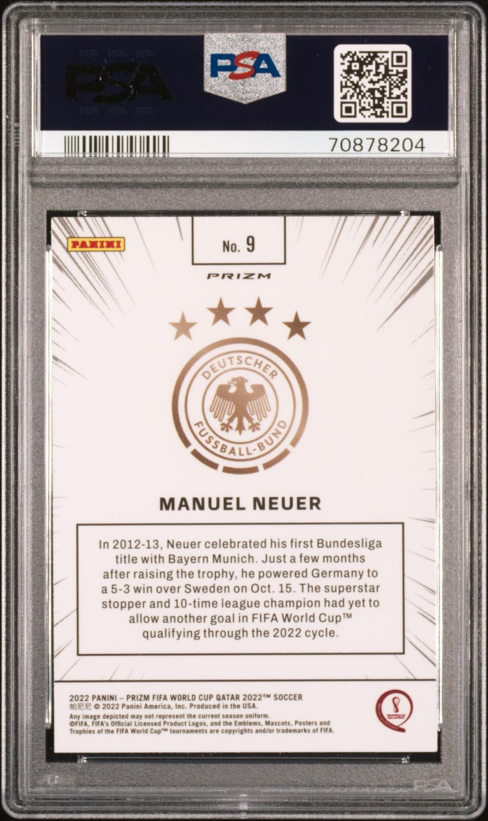 2022 Panini Prizm World Cup Qatar Manga #9 Manuel Neuer Manga PSA 10