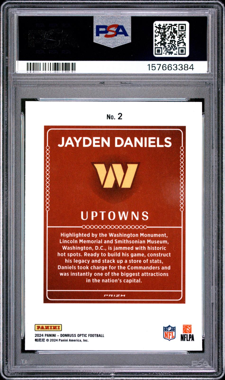 2024 Panini Donruss Optic Uptowns #2 Jayden Daniels PSA 9
