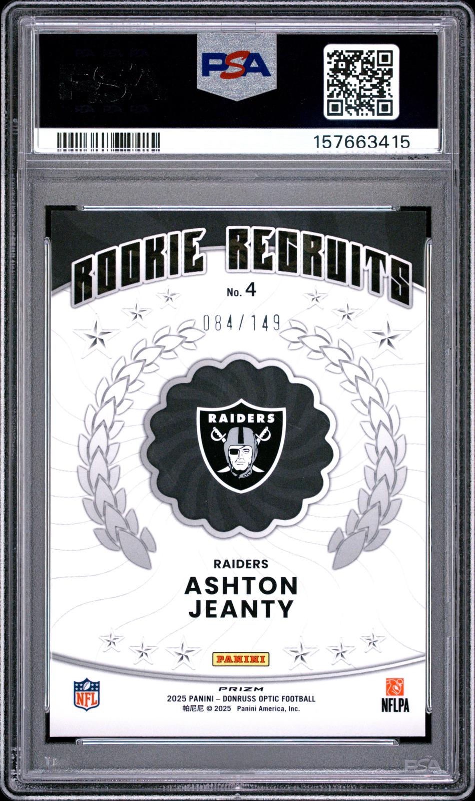 2025 Donruss Optic Rookie Recruits #4 Ashton Jeanty PSA 10