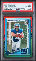 2025 Panini Donruss #302 Cam Skattebo Optic Preview-Red & Green PSA 10