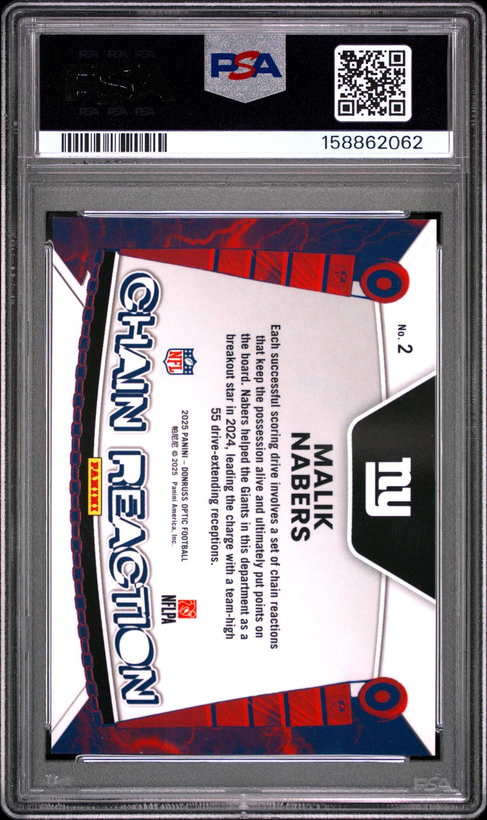 2025 Panini Donruss Optic Chain Reaction #2 Malik Nabers PSA 10
