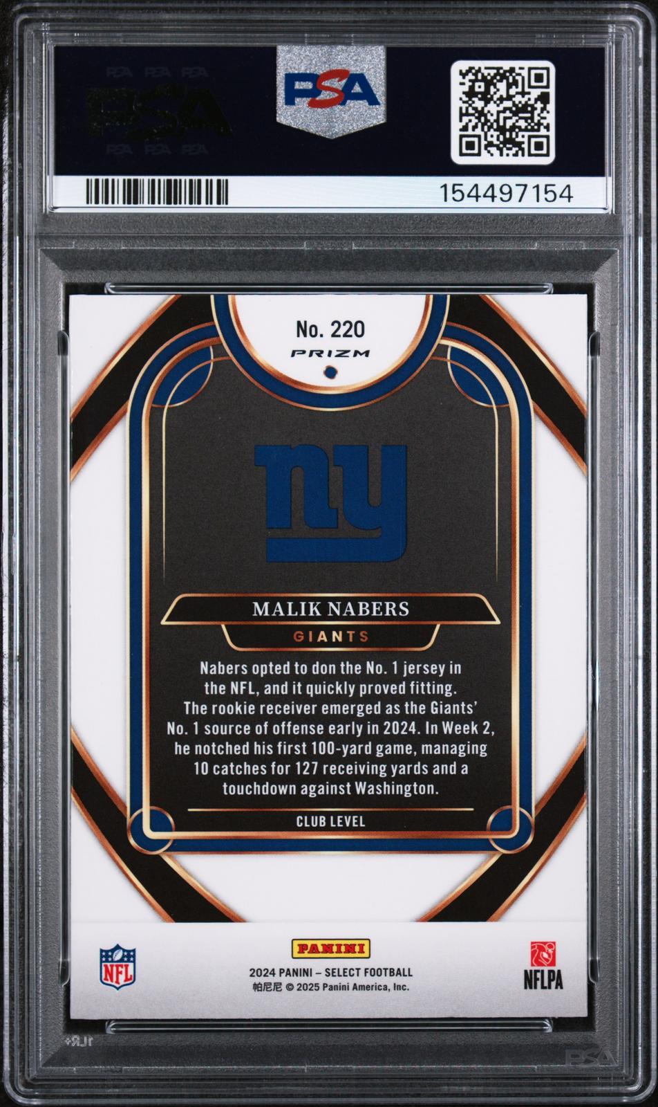 2024 Panini Select #220 Malik Nabers Red & Blue Shock PSA 10