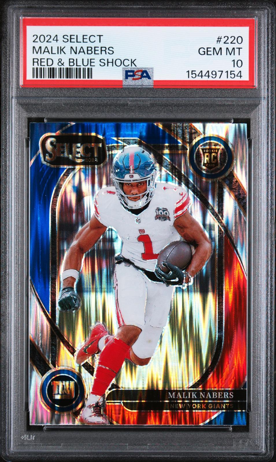 2024 Panini Select #220 Malik Nabers Red & Blue Shock PSA 10