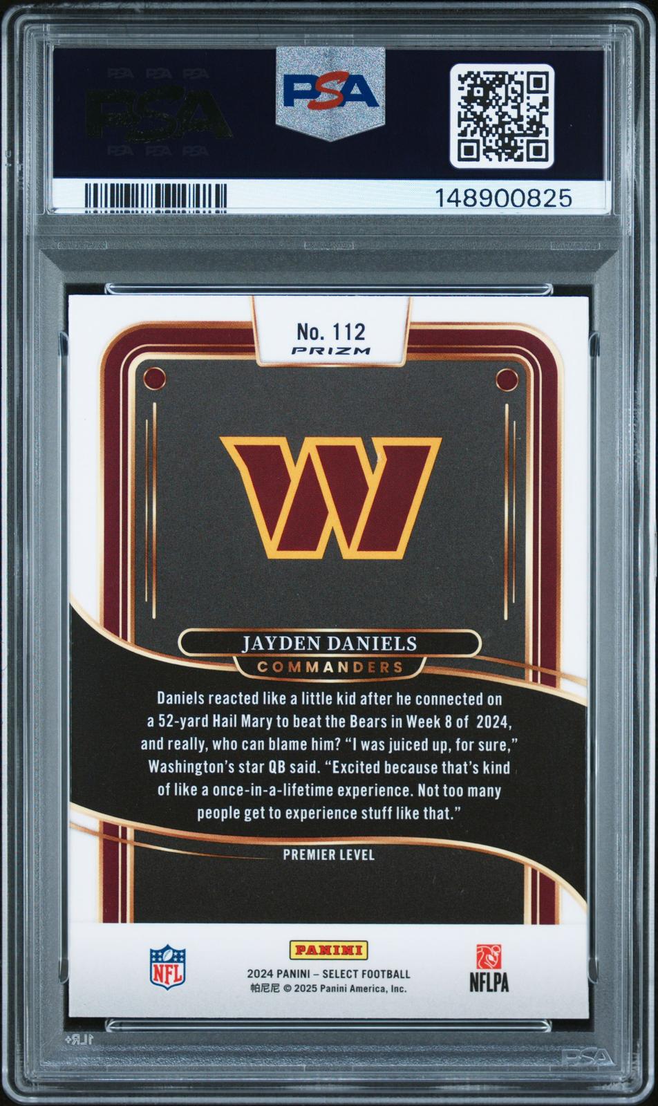 2024 Panini Select #112 Jayden Daniels Green & Yellow Shock PSA 10
