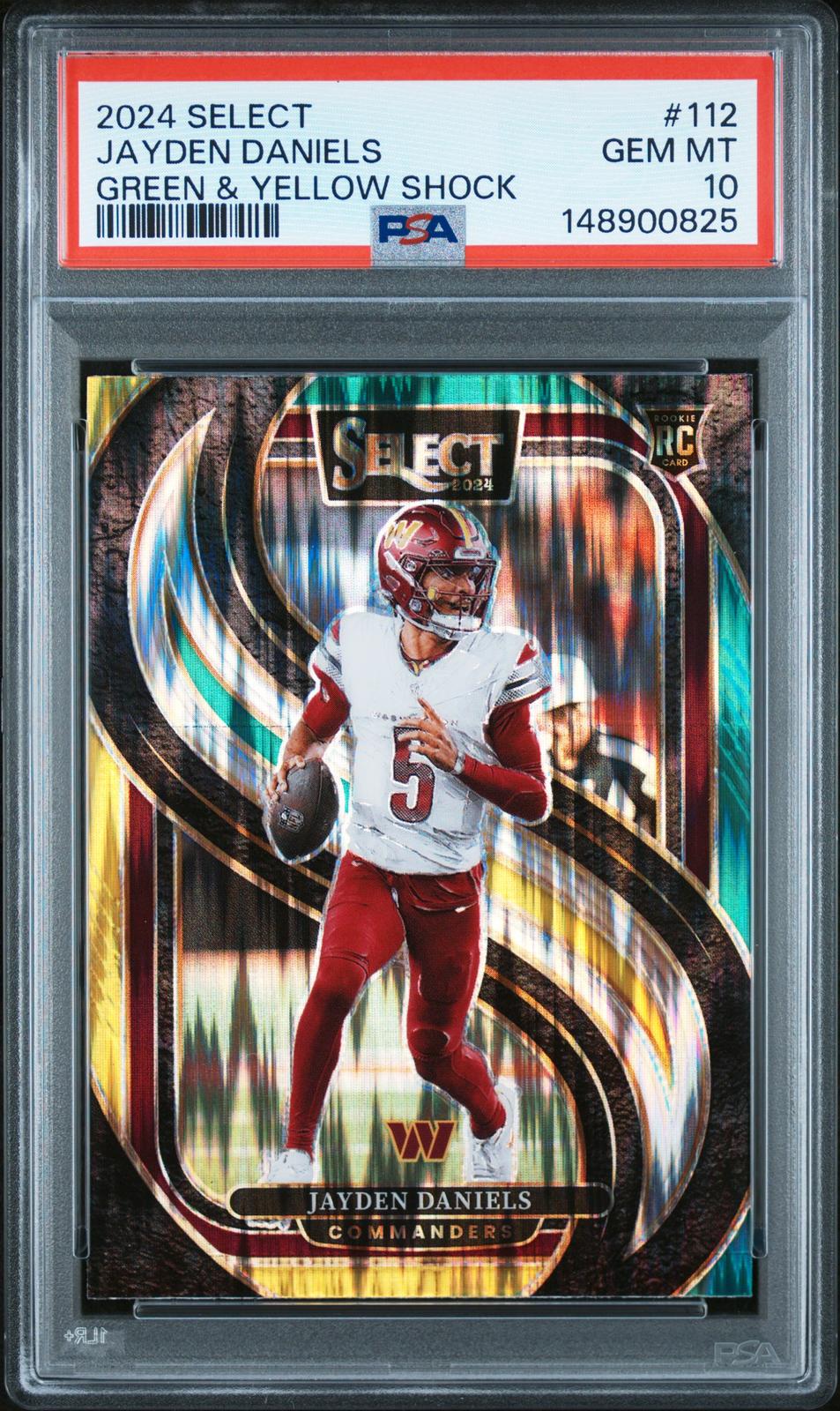 2024 Panini Select #112 Jayden Daniels Green & Yellow Shock PSA 10