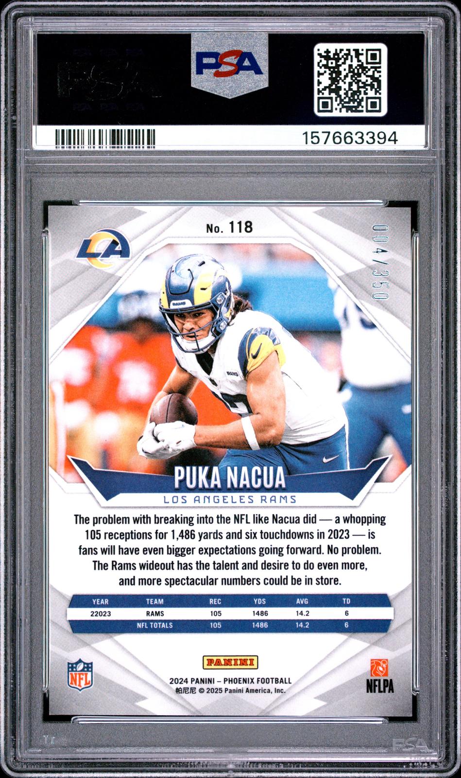 2024 Panini Phoenix #118 Puka Nacua Fireburst PSA 10