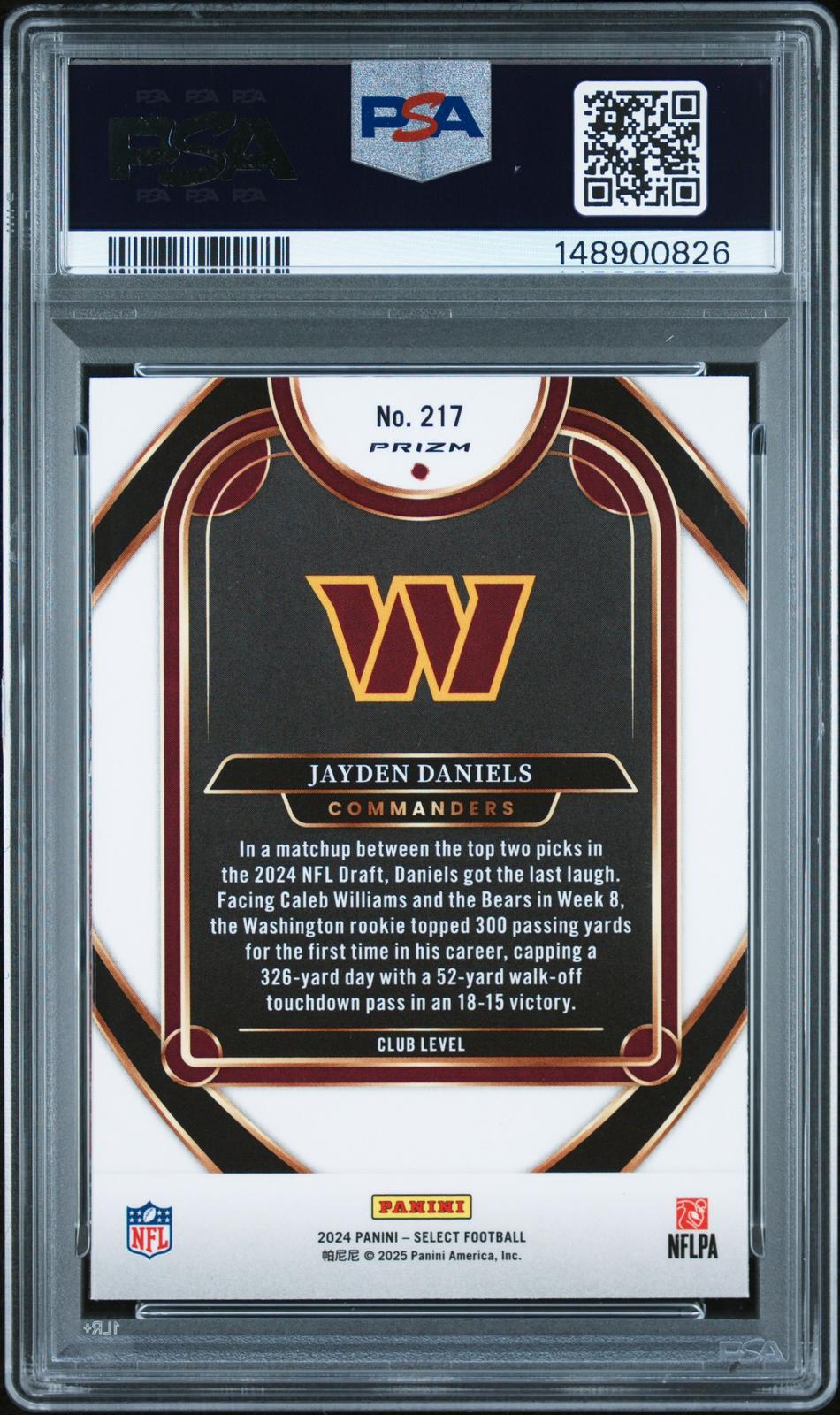 2024 Panini Select #217 Jayden Daniels Red & Blue Shock PSA 10