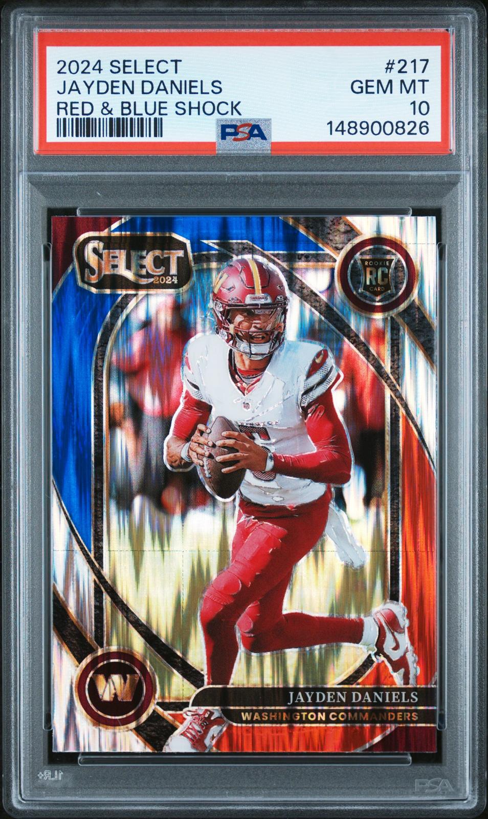 2024 Panini Select #217 Jayden Daniels Red & Blue Shock PSA 10