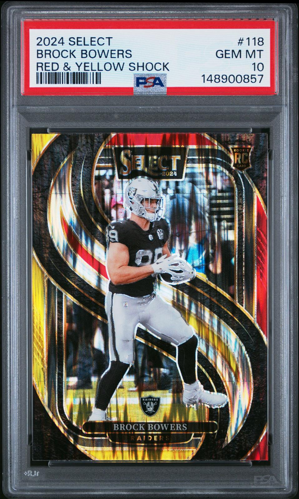 2024 Panini Select #118 Brock Bowers Red & Yellow Shock PSA 10