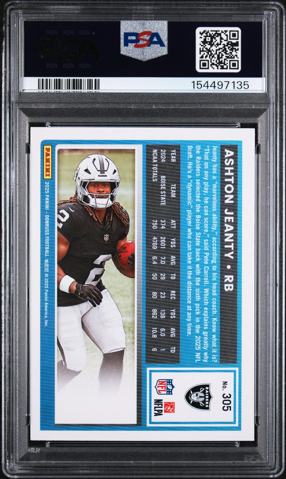 2025 Panini Donruss #305 Ashton Jeanty PSA 10