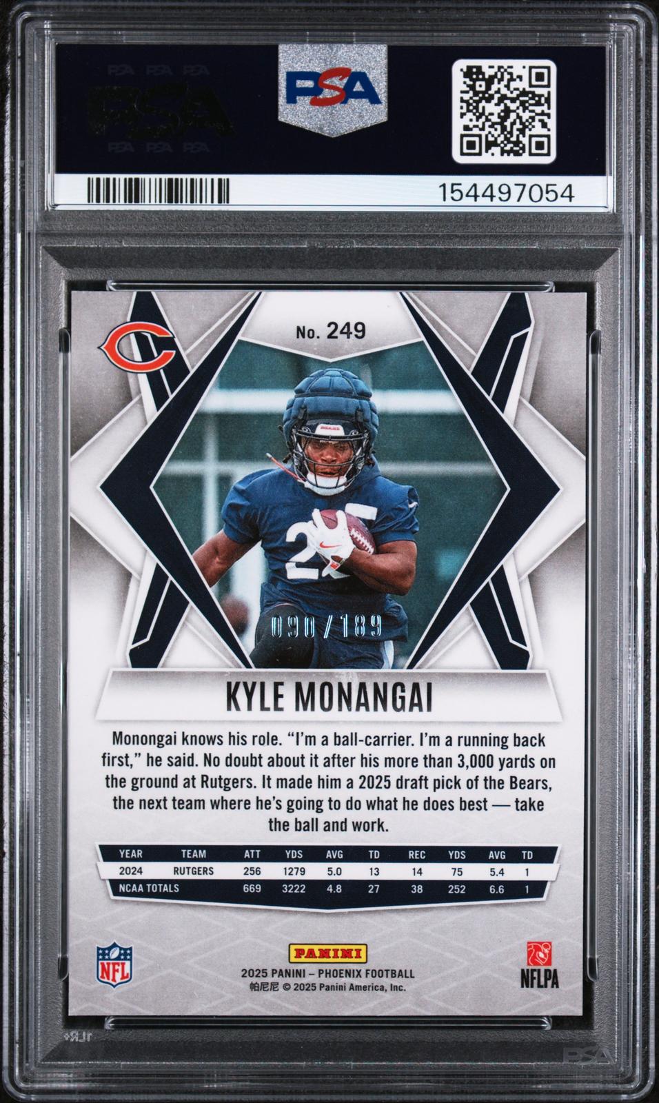 2025 Panini Phoenix #249 Kyle Monangai Orange Pandora PSA 10