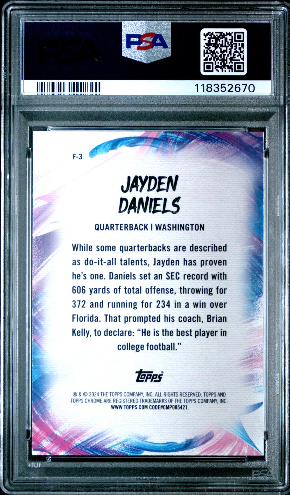 2024 Topps Chrome Finesse #F3 Jayden Daniels PSA 10