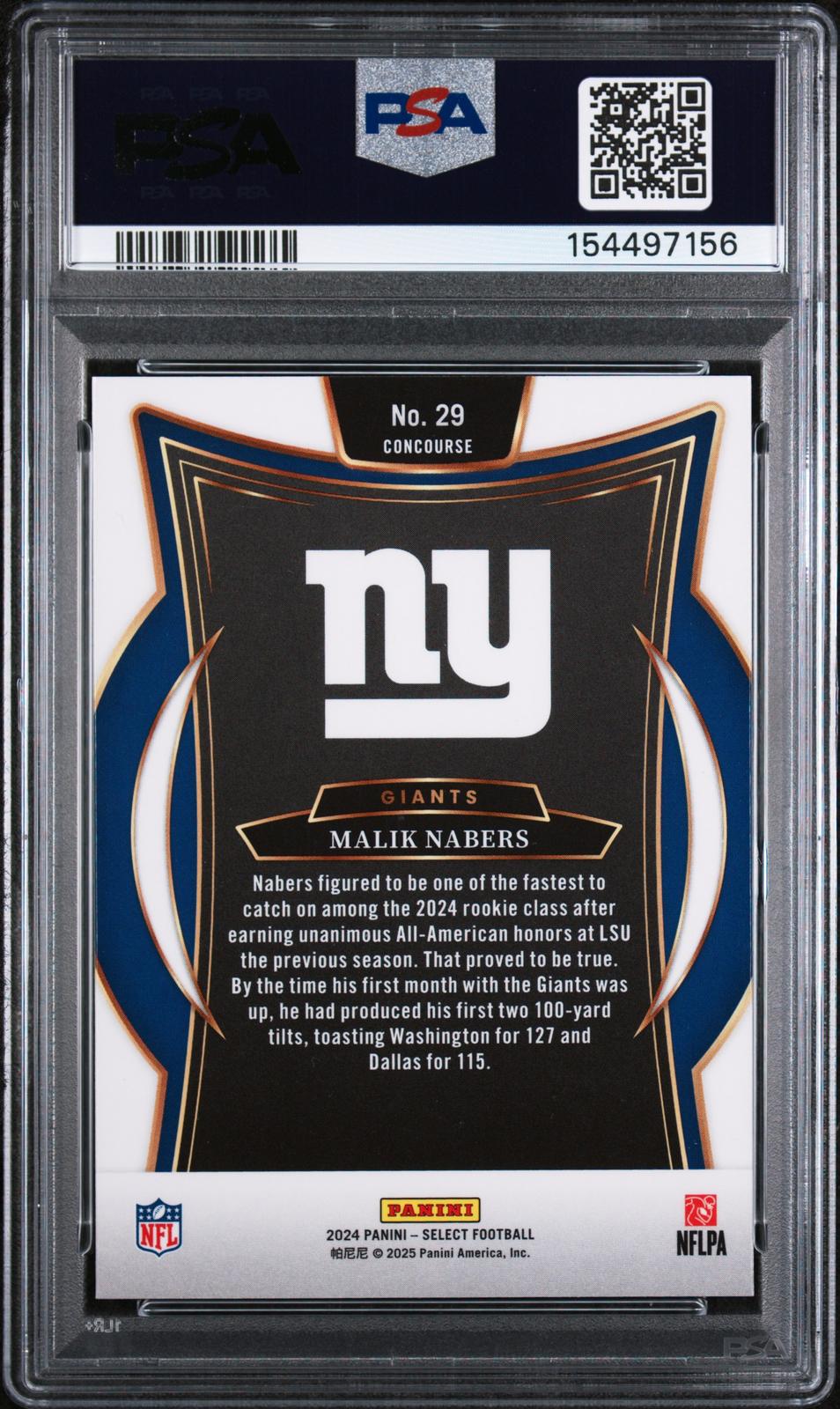 2024 Panini Select #29 Malik Nabers PSA 10