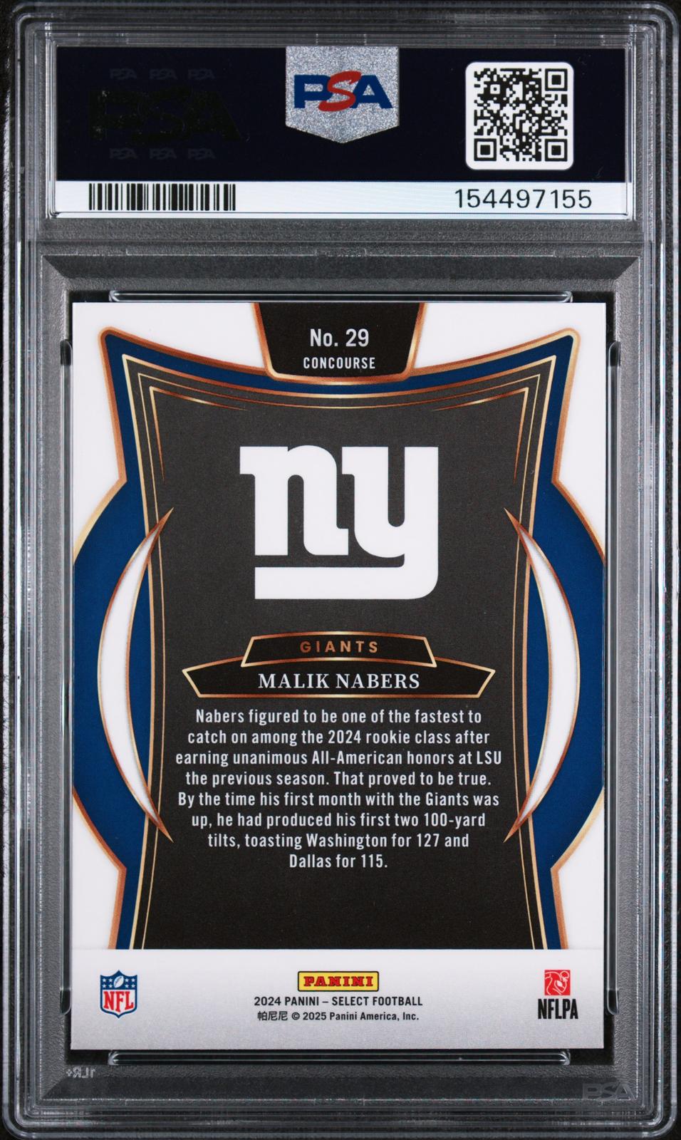 2024 Panini Select #29 Malik Nabers PSA 10