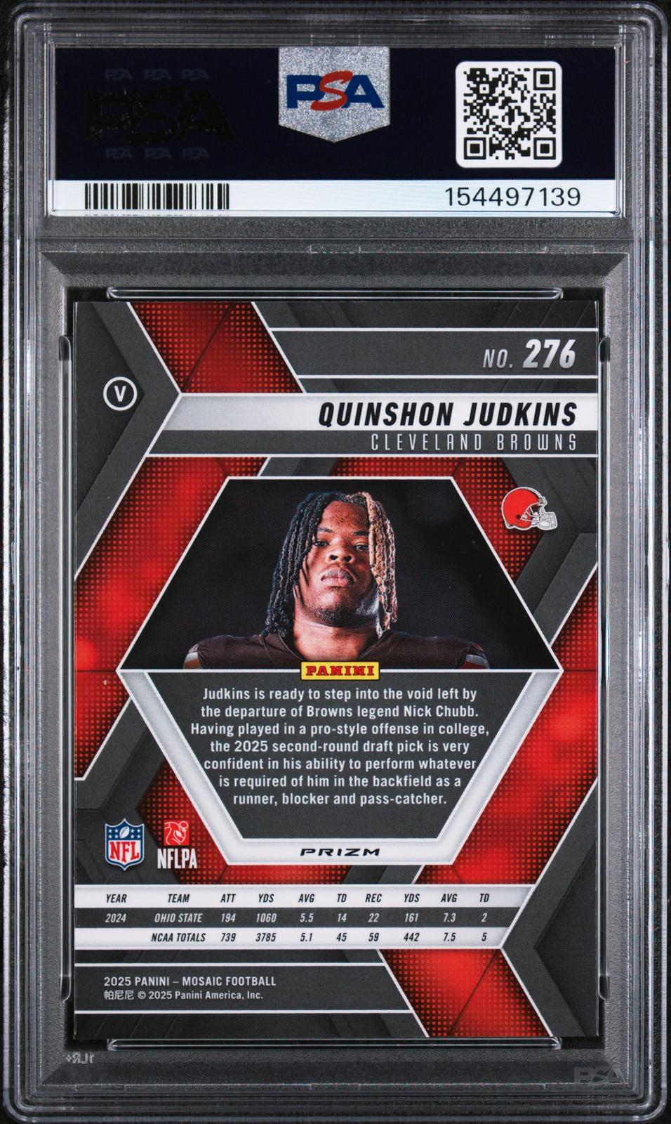 2025 Panini Mosaic #276 Quinshon Judkins Mosaic PSA 10