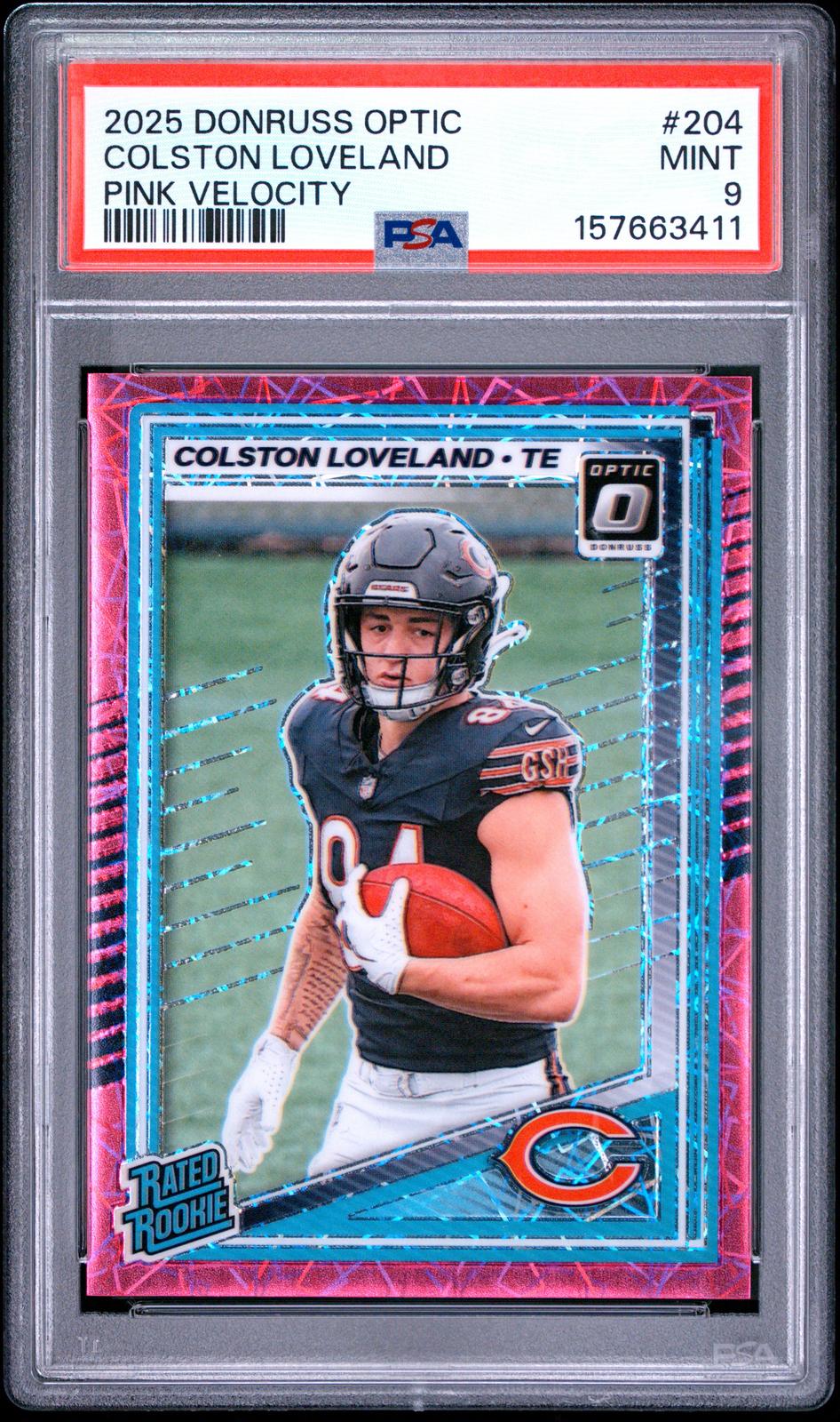 2025 Panini Donruss Optic #204 Colston Loveland Pink Velocity PSA 9