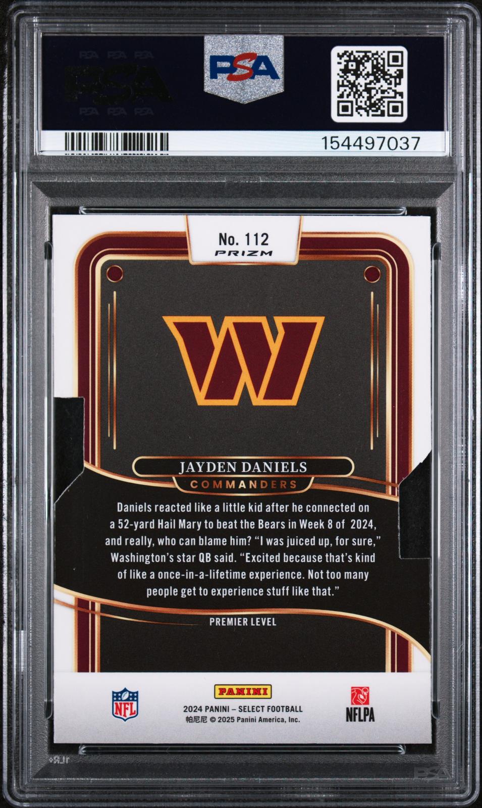 2024 Panini Select #112 Jayden Daniels Die-Cut Silver Prizm PSA 9
