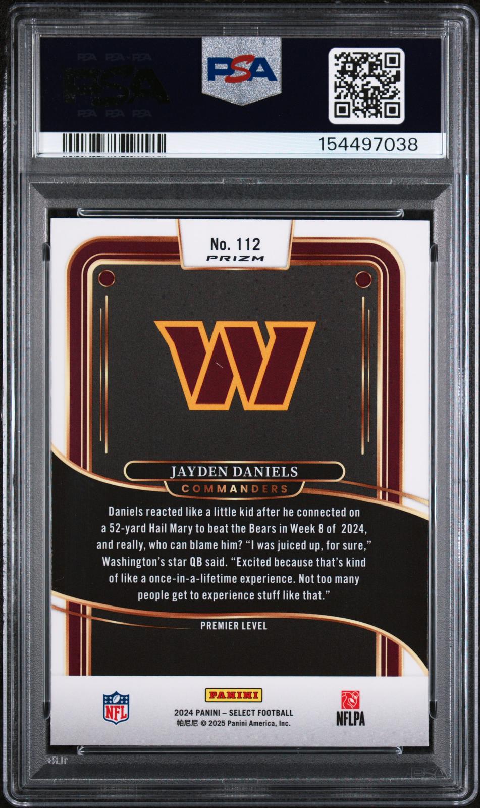 2024 Panini Select #112 Jayden Daniels Black & Red Shock PSA 9