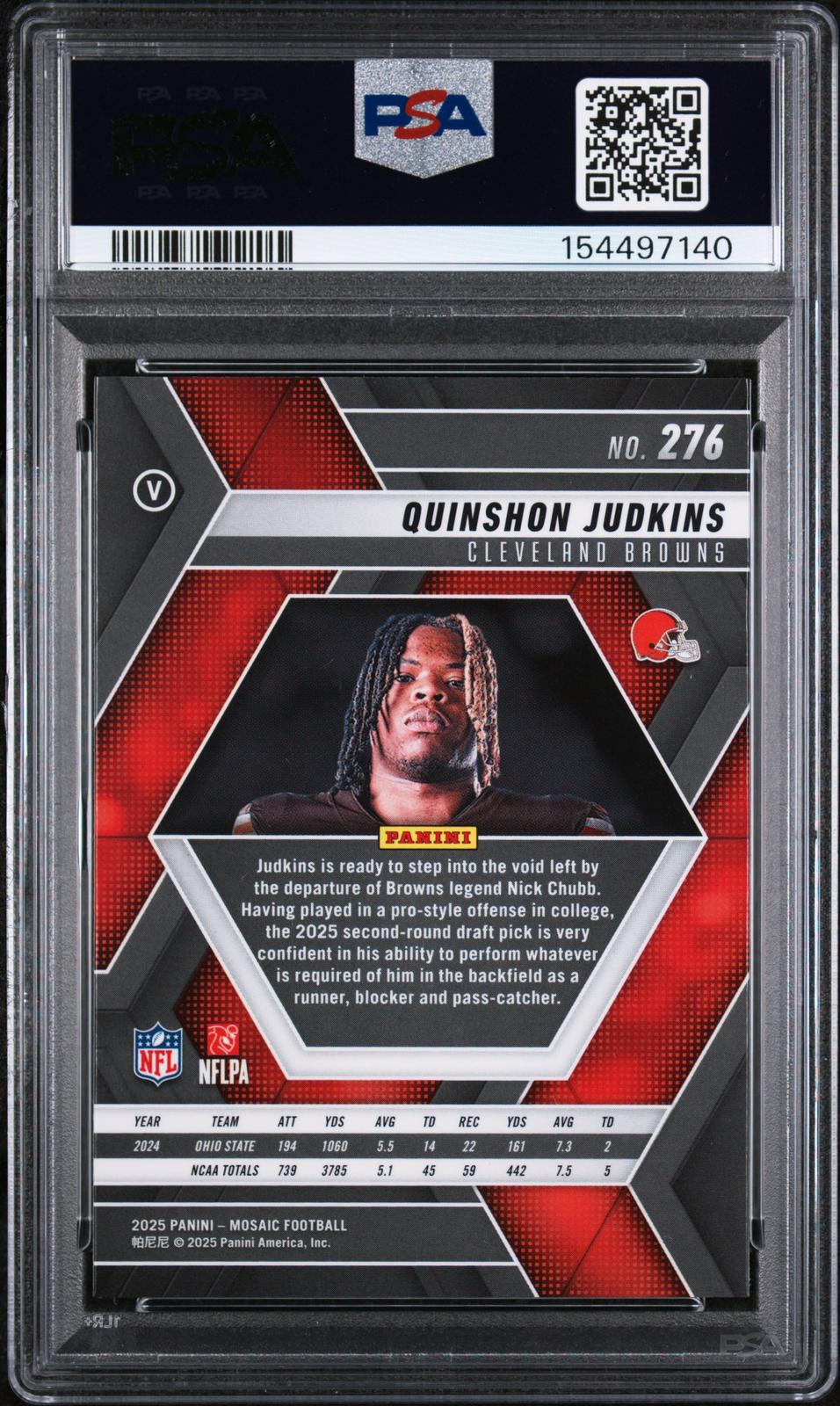 2025 Panini Mosaic #276 Quinshon Judkins PSA 10