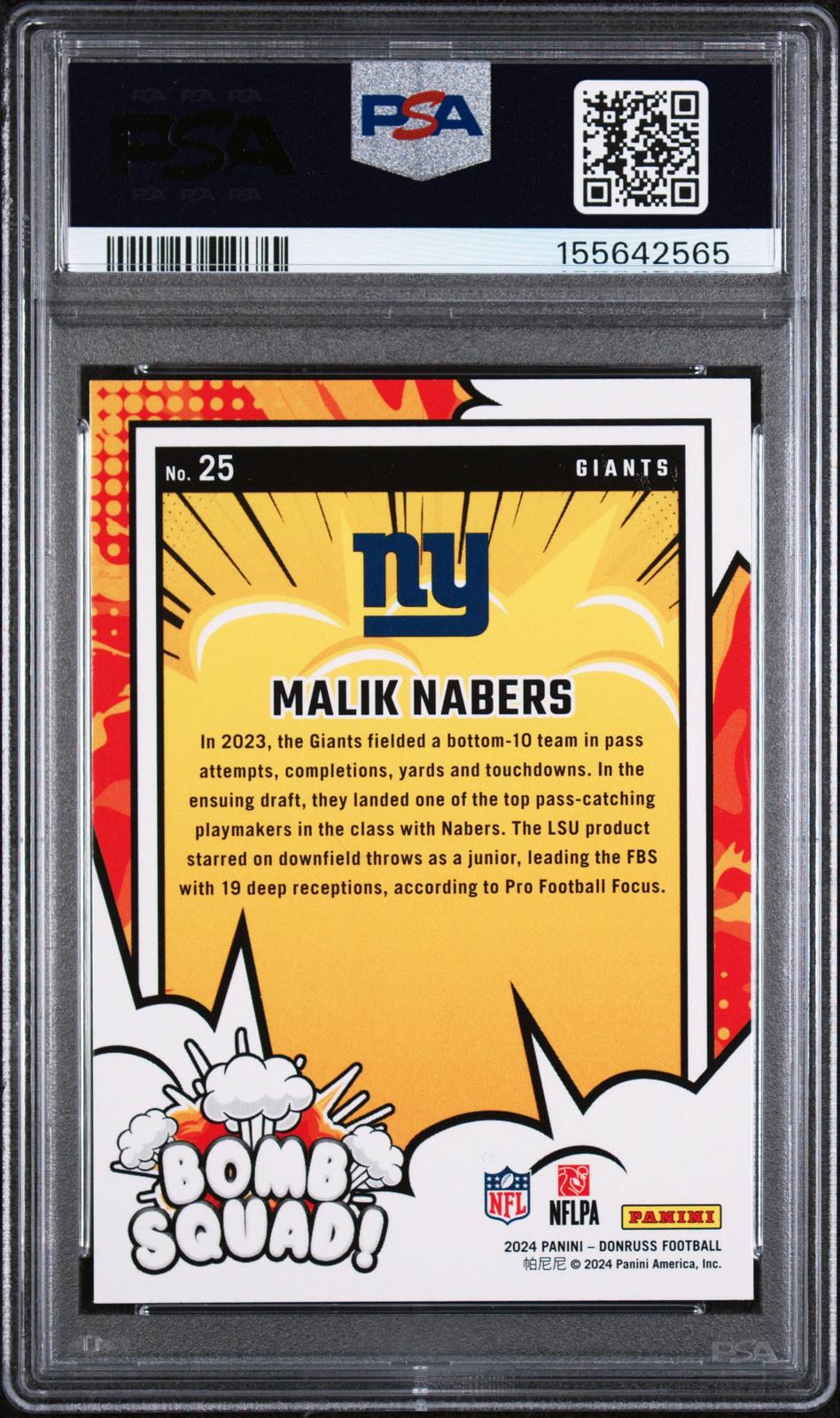 2024 Panini Donruss Bomb Squad #25 Malik Nabers PSA 9
