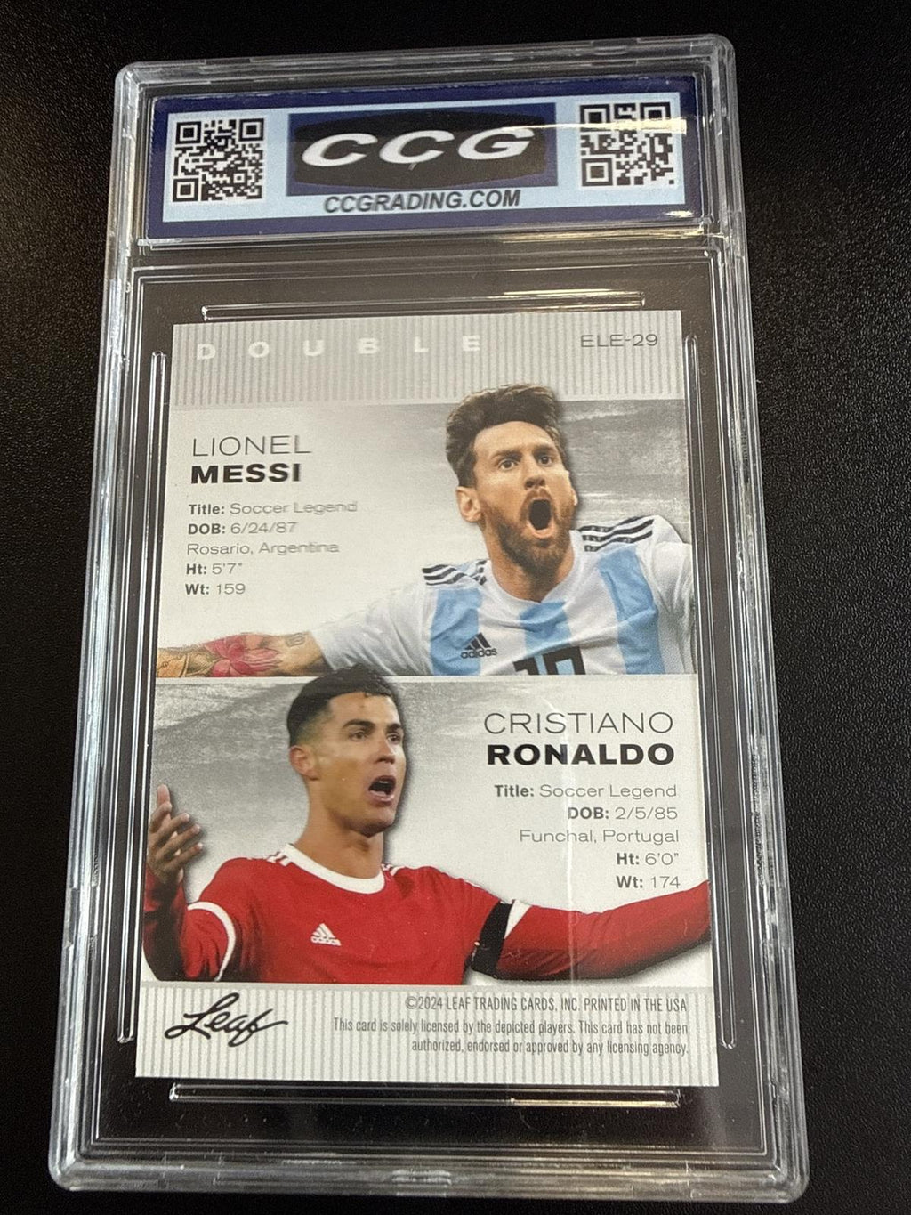 2024 Leaf Exclusive Legends Edition #ELE-29 Messi Ronaldo Double CCG 10