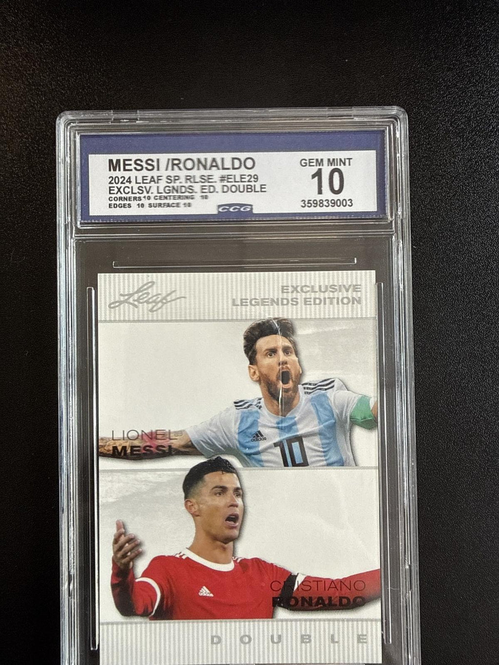 2024 Leaf Exclusive Legends Edition #ELE-29 Messi Ronaldo Double CCG 10