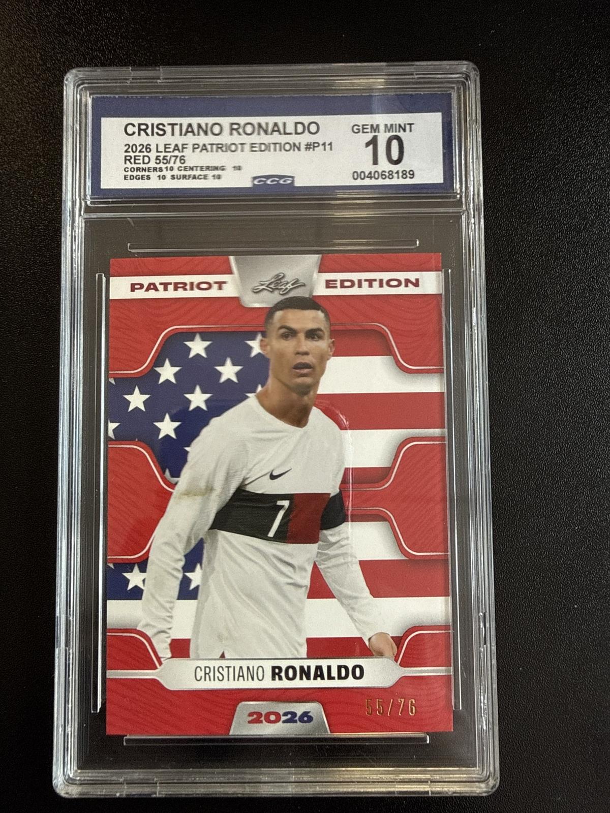 2026 Leaf Patriot Edition #P11 Ronaldo Red 55/76 CCG 10