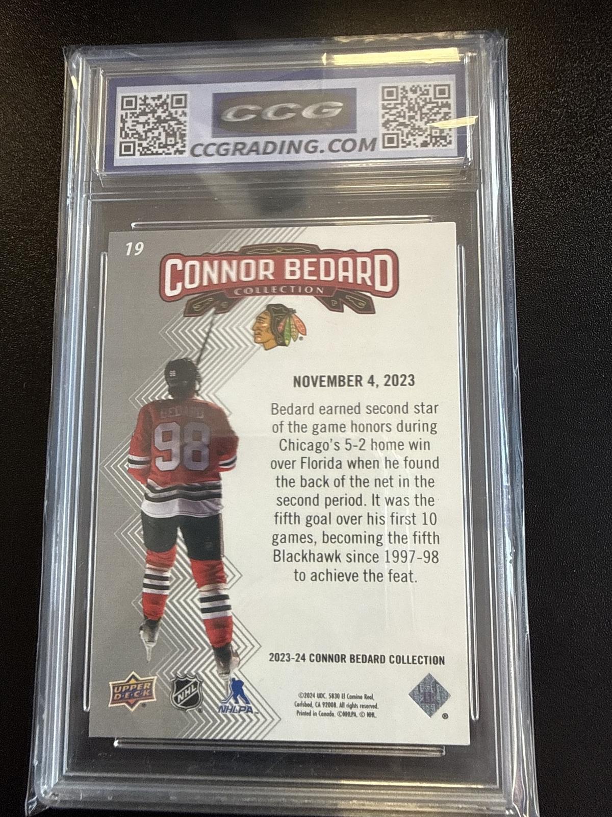 2023-24 Upper Deck Connor Bedard Collection #19 Bedard Rookie CCG 10