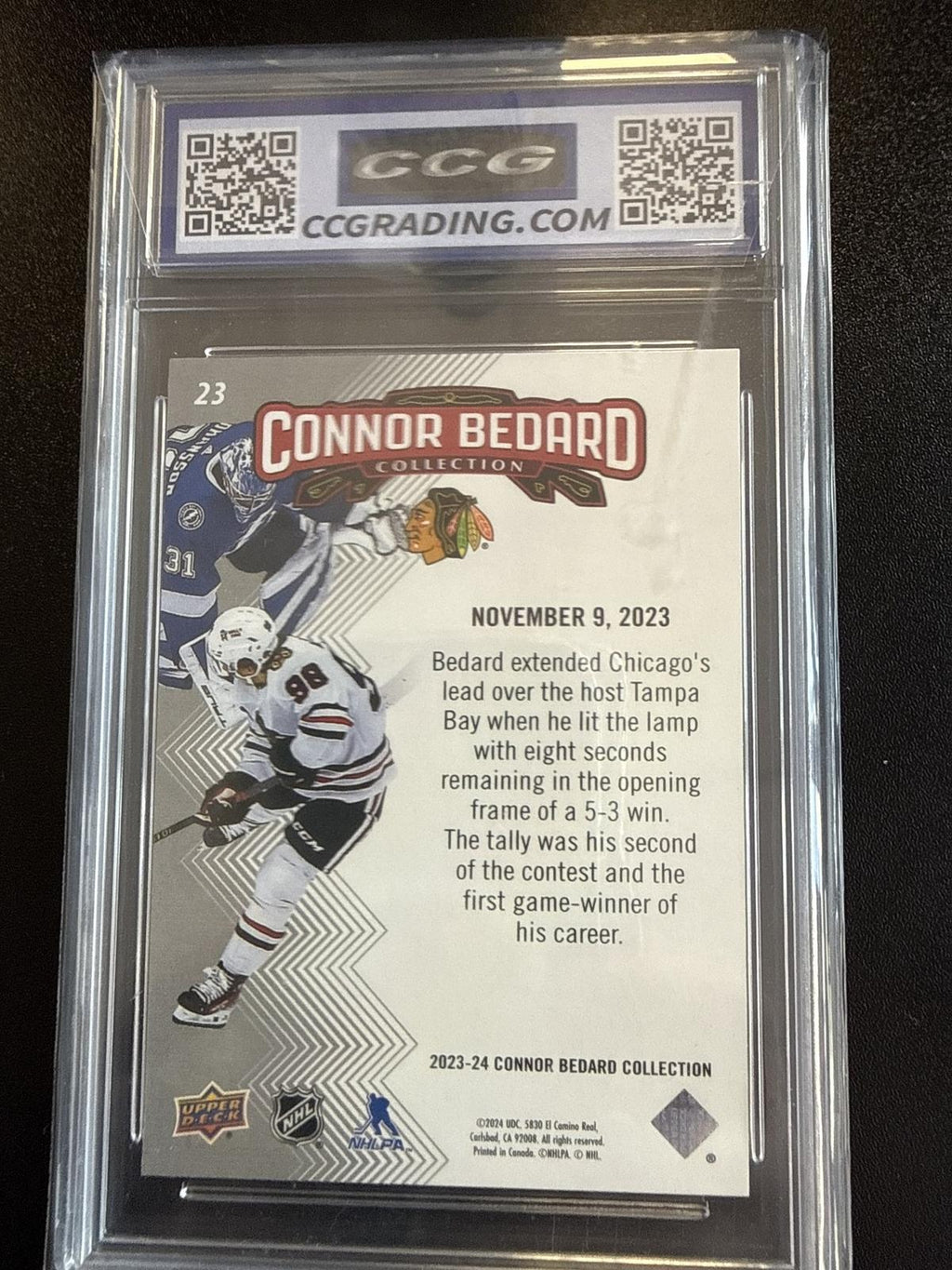 2023-24 Upper Deck Connor Bedard Collection #23 Bedard Rookie CCG 10