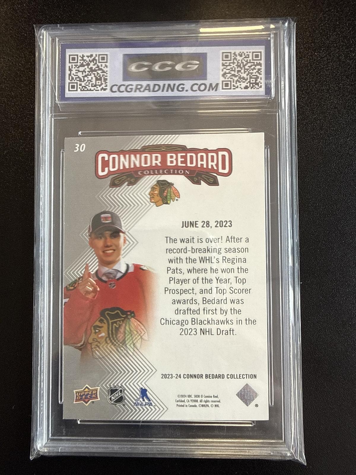 2023-24 Upper Deck Connor Bedard Collection #30 Bedard Rookie CCG 10
