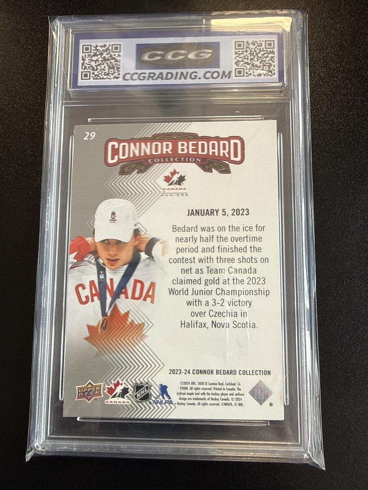 2023-24 Upper Deck Connor Bedard Collection #29 Bedard Rookie CCG 10