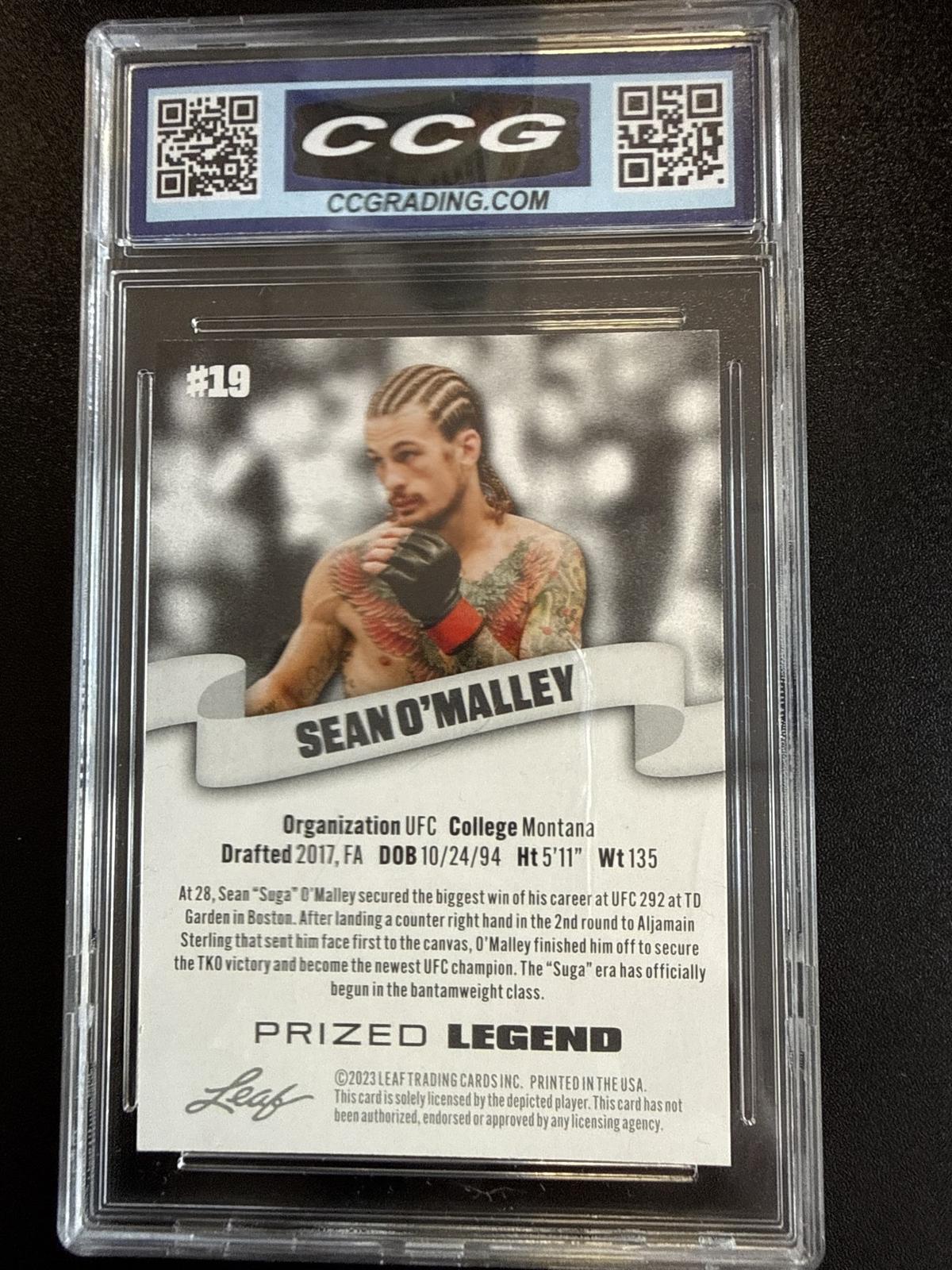 2023 Leaf Prized Legend #19 Sean O'Malley CCG 9.5