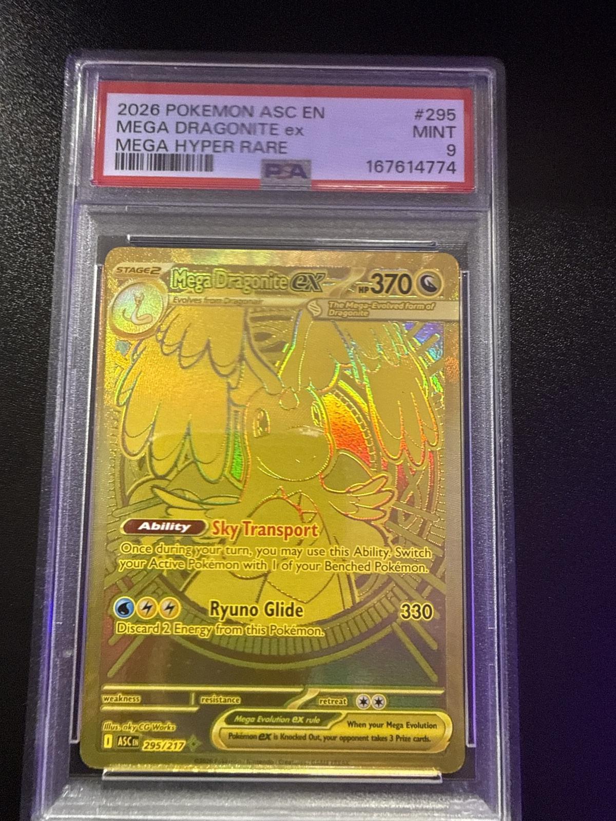 2026 Pokemon Ascended Heroes #295 Mega Dragonite ex Mega Hyper Rare PSA 9