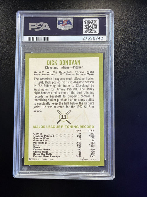1963 Fleer #11 Dick Donovan PSA 6