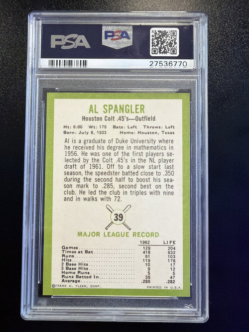 1963 Fleer #39 Al Spangler PSA 7