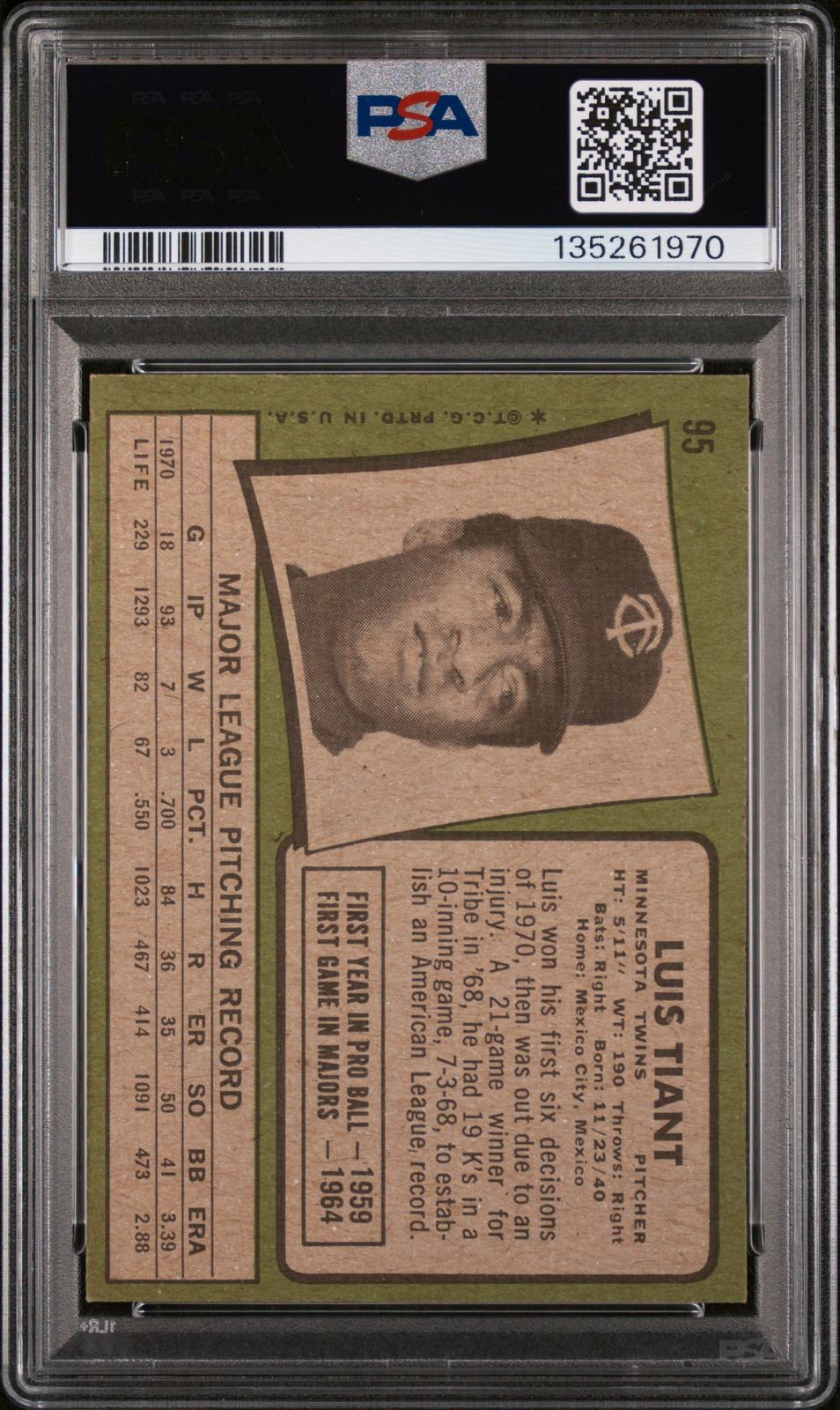 1971 Topps #95 Luis Tiant PSA 5