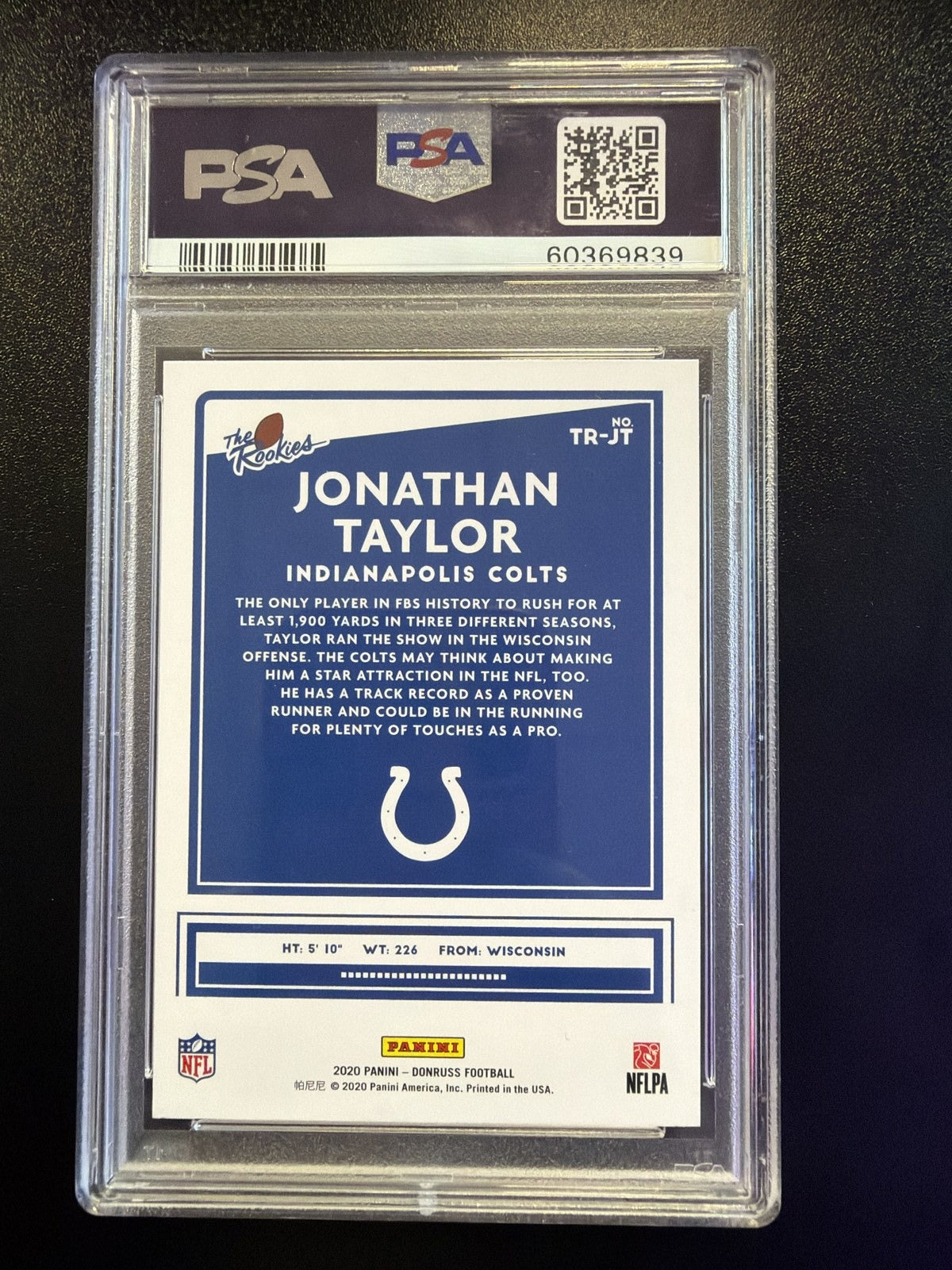 2020 Panini Donruss The Rookies #TR-JT Jonathan Taylor The Rookies PSA 9