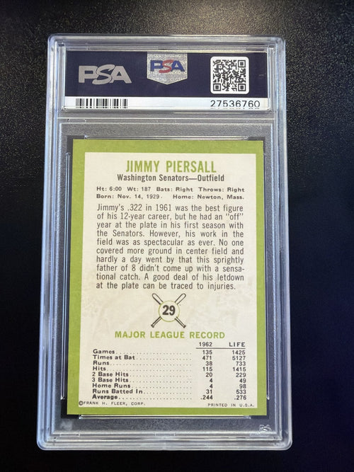 1963 Fleer #29 Jimmy Piersall PSA 6.5