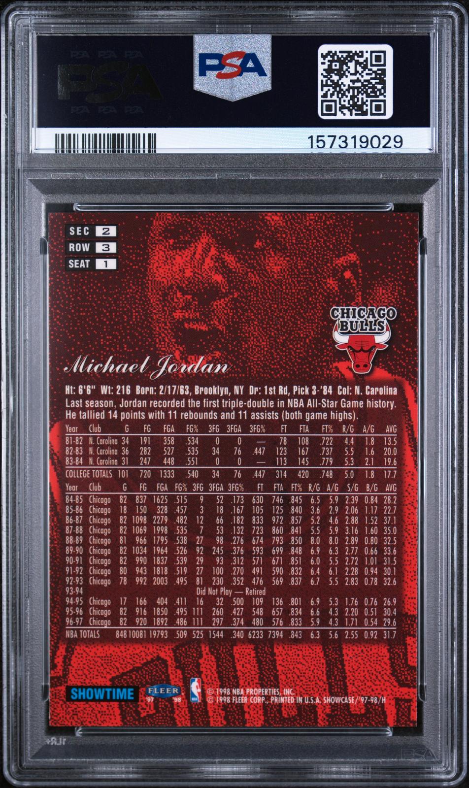 1997 Flair Showcase #1 Michael Jordan Row 3 PSA 8