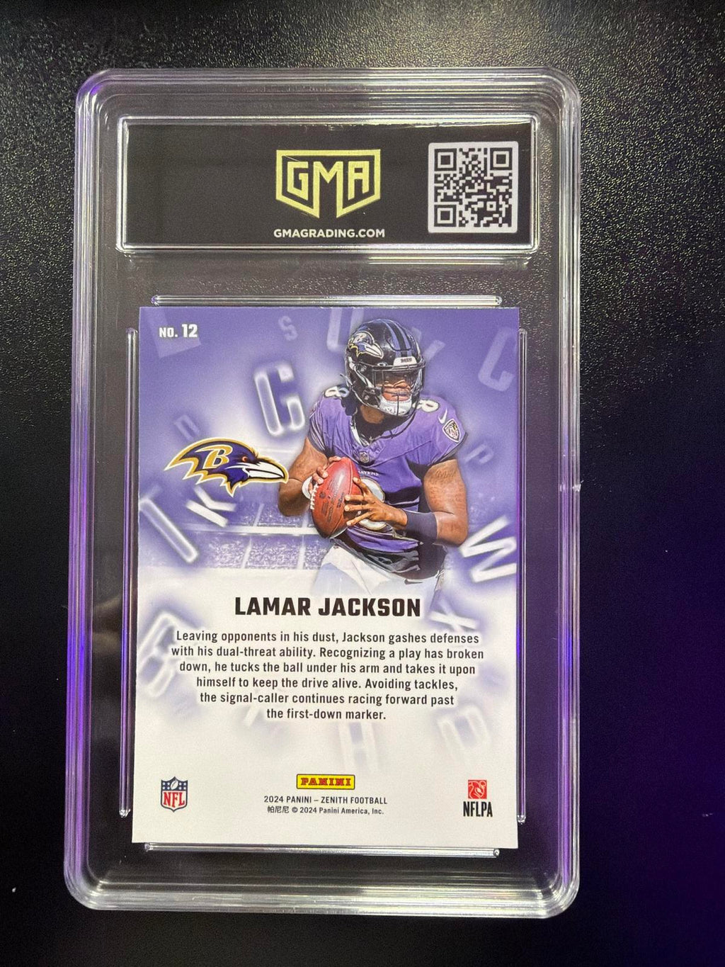 2024 Panini Zenith A to Z Lamar Jackson #12 GMA 10