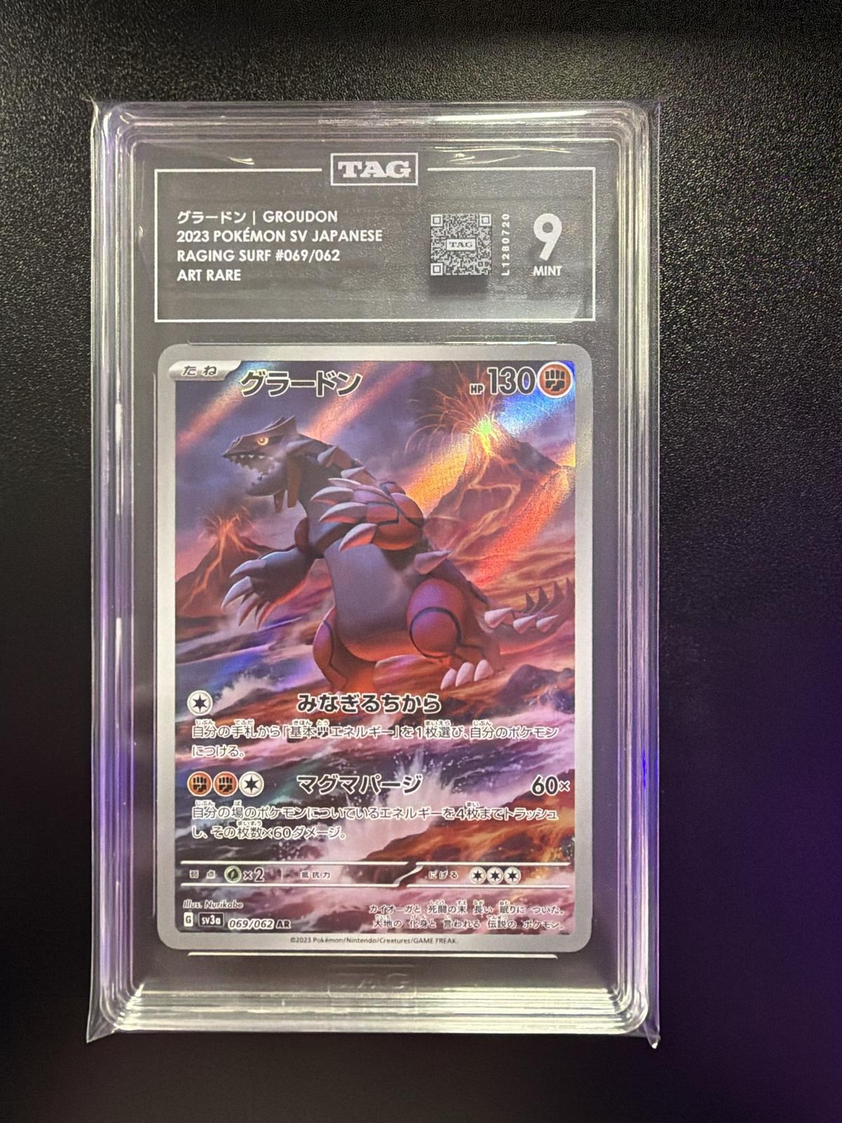 2023 Pokemon SV Japanese Raging Surf Groudon #069/062 Art Rare AR TAG 9 Mint