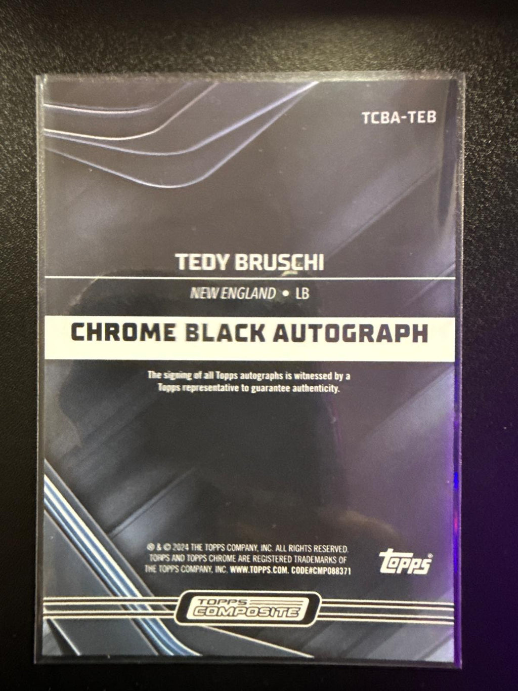 2024 Topps Chrome Black Auto #TCBA-TEB Tedy Bruschi Patriots DS-R-000011