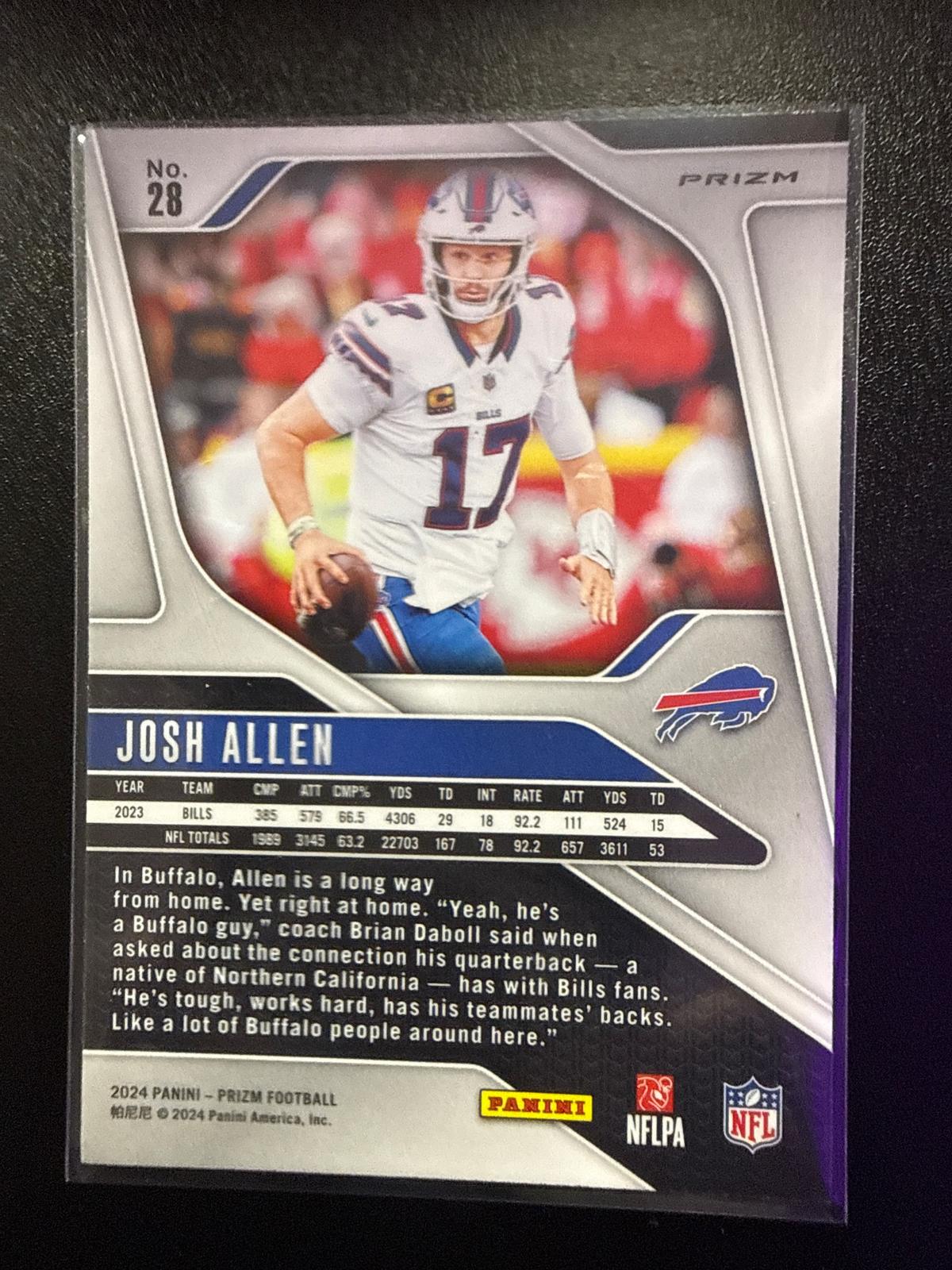 2024 Prizm #28 Josh Allen Black White Checker Prizm Bills DS-R-000013