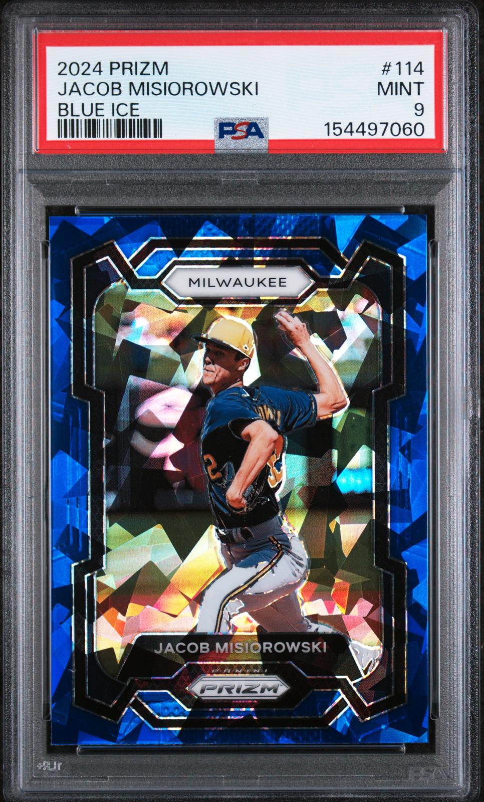 2024 Panini Prizm #114 Jacob Misiorowski Blue Ice PSA 9