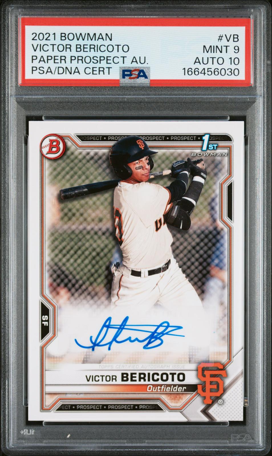 2021 Bowman Paper Prospect Auto #VB Victor Bericoto PSA 9